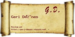 Geri Dénes névjegykártya