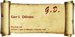 Geri Dénes névjegykártya